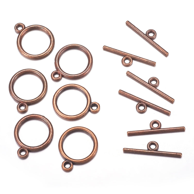 10 x Toggle Clasps ~ 15mm ~ Antique Copper Plated ~ Lead and Nickel Free
