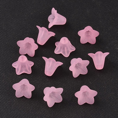 20 x Pink Lily Frosted Acrylic Bead Caps ~ 14x10mm