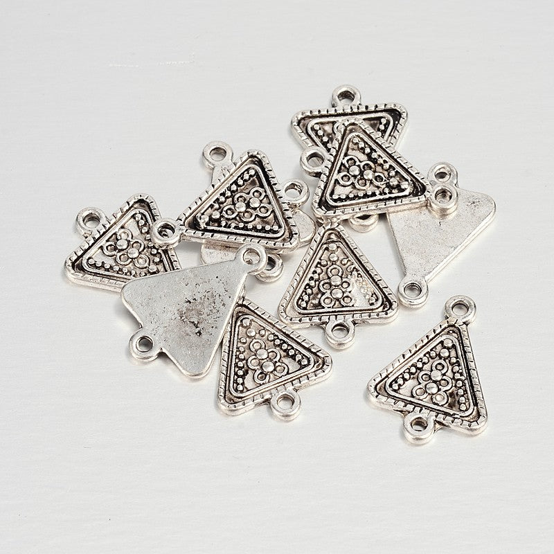 2 x Tibetan Silver Triangle Links - 21x15mm