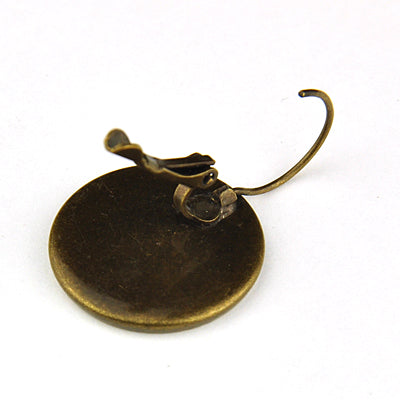 1 Pair of Antique Bronze Earrings ~ Fits 20mm Cabochon