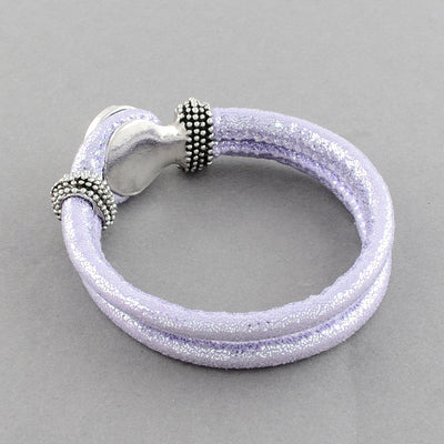 Trendy Metallic PU Leather Snap Bracelet ~ Lilac ~ Fits 18-20mm Snap Buttons