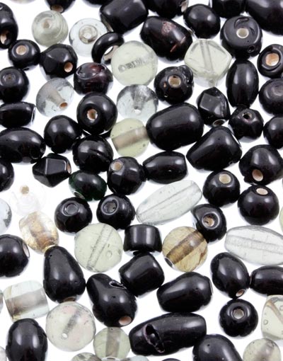 Black Opaque & Transparent Glass Bead Mix ~ 100g