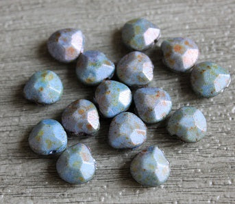 Czech Glass 9x10mm Briolette Beads ~ Lazure Blue ~ 10 Beads