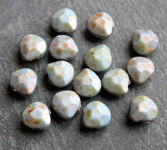 Czech Glass 9x10mm Briolette Beads ~ Lazure Blue ~ 10 Beads