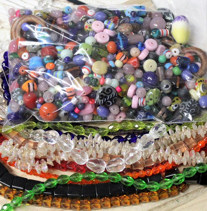 Beads Bundle ~ 20 Strands of Glass Beads + 500g of Glass Beads
