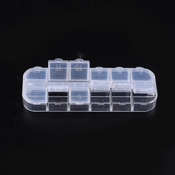 Plastic Bead Container ~ 13cm x 5cm ~ 12 Compartments