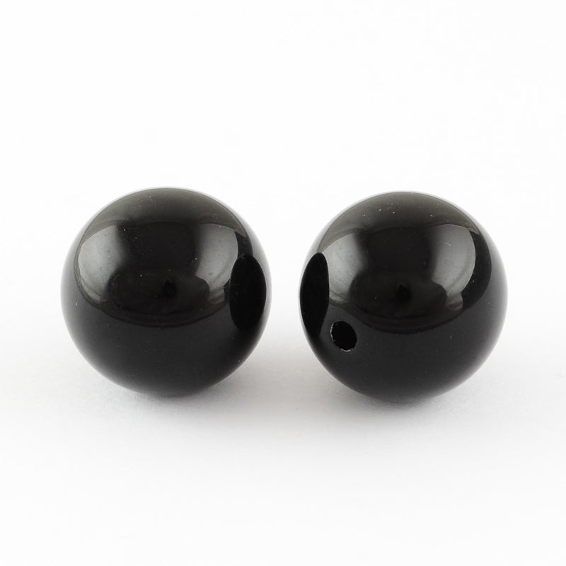 1 Pair of Half Drilled Opaque Acrylic Beads ~ 14mm ~ Black
