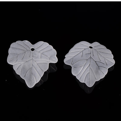 10 x Acrylic Leaf Pendants ~ Frosted White ~ 24mm