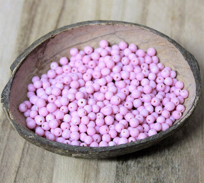 150 x Round Glass Beads ~ 4mm ~ Candy Pink
