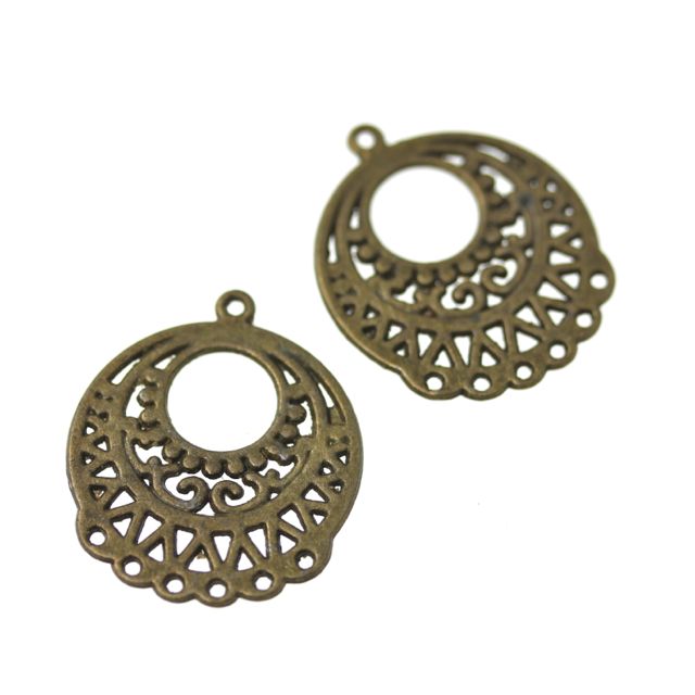 Lace Chandelier Earrings  ~ 1 Pair ~ Antique Bronze