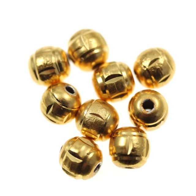 20 x Golden Plated Handcrafted Round Bead ~ Chiseled ~ 8mm