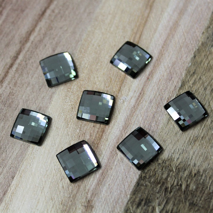 Swarovski Chessboard Flat Back ~ 10mm ~ Black Diamond