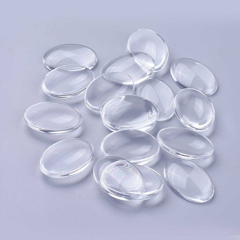 5 x Clear Glass Cabochons ~ 25x18mm