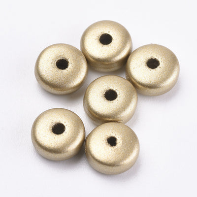 6x3mm Flat Round Acrylic Beads ~ Matte Gold ~ Pack of 50