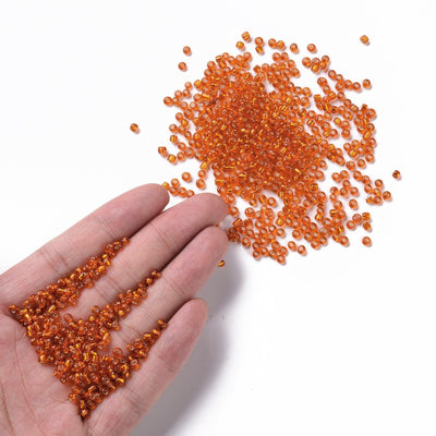 3mm Seed Beads ~ 20g ~ Silver Lined Orange