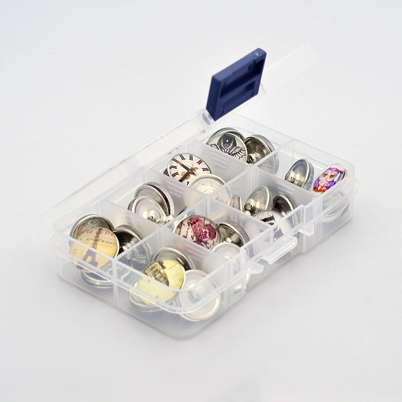 1 Box of Mixed Glass Snap Buttons ~ 18mm ~ 32pcs-box