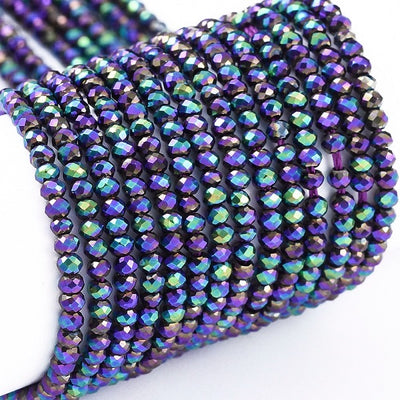 1 String of 2x1.5mm Faceted Glass Rondelle Beads ~ Multi-colour ~ approx. 220 beads