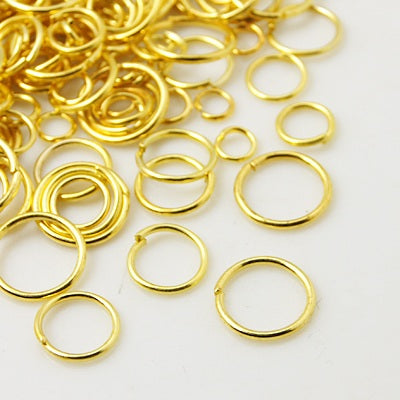 Gold Plated Iron Jump Rings ~ Mixed Sizes ~ 15g
