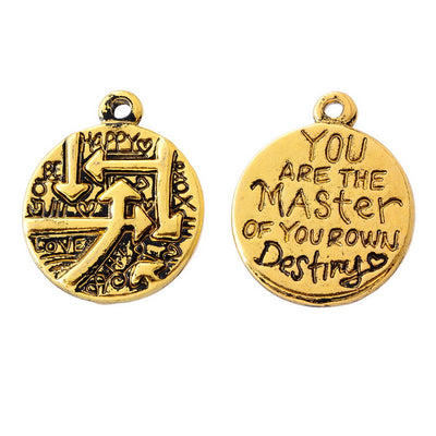You are the master of your own destiny Charm ~ Gold Tone ~ 21mm