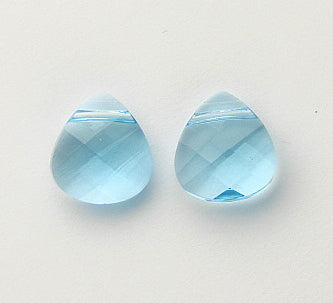 Small Swarovski Crystal Flat Briolette ~ 11x10mm ~ Aquamarine