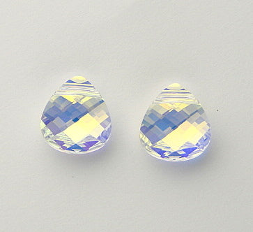 Small Swarovski Crystal Flat Briolette ~ 11x10mm ~ Crystal AB