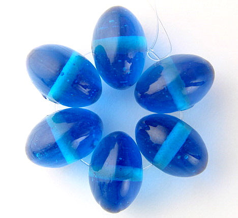 10 x Donut Glass Beads ~ 15x10mm ~ Transparent Turquoise