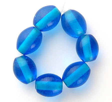 Oval Glass Bead ~ 9x11mm ~ Transparent Turquoise