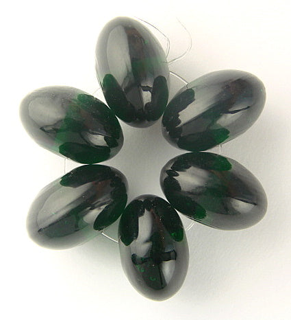10 x Donut Glass Beads ~ 15x10mm ~ Forest Green