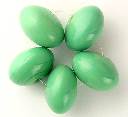 10 x Donut Glass Beads ~ 15x10mm ~ Sea Green