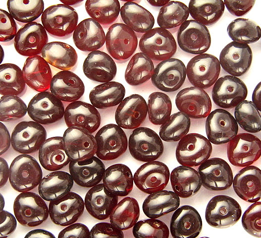 10 x Czech Glass Pressed Beads ~ Spacers 6-8mm: Garnet
