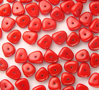 20 x Czech Glass Pressed Beads ~ Nugget 5-9mm: Dark Opaque Red