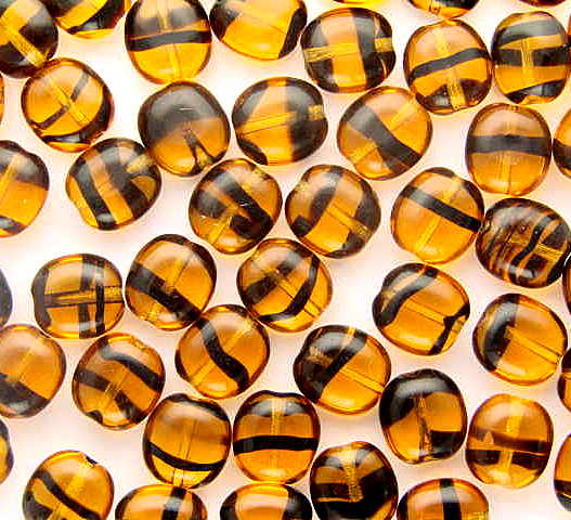 10 x Czech Glass ~ Pressed Beads ~ Beveled Oval 10-9mm: Tortoise