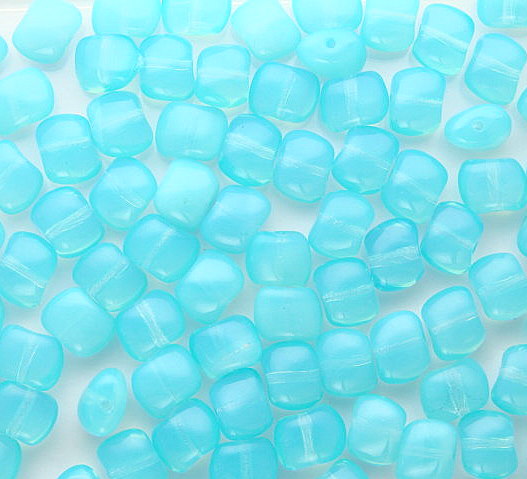 20 x Czech Glass ~ Pressed Beads ~ Nugget 6-8mm: Milky Aqua