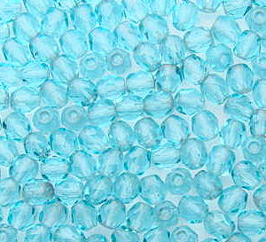 50 Czech Glass Fire Polish 3mm: Aquamarine (Light)