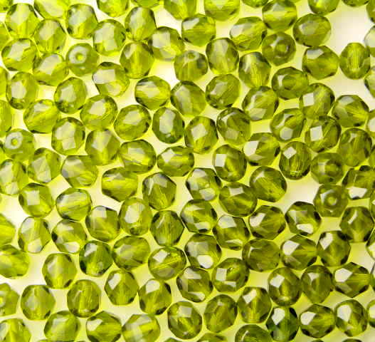 50 Czech Glass Fire Polish 6mm: Olivine