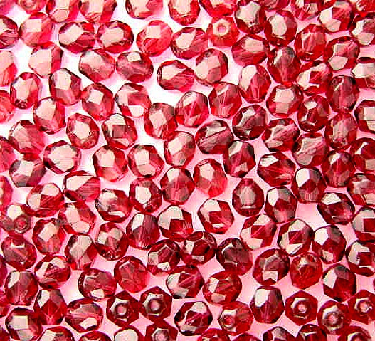 25 Czech Glass Fire Polish 4mm: Fuchsia