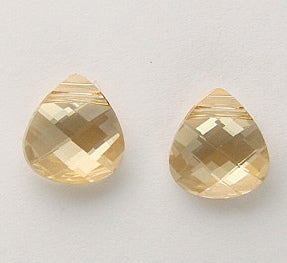 Small Swarovski Crystal Flat Briolette ~ 11x10mm ~ Crystal Golden Shadow
