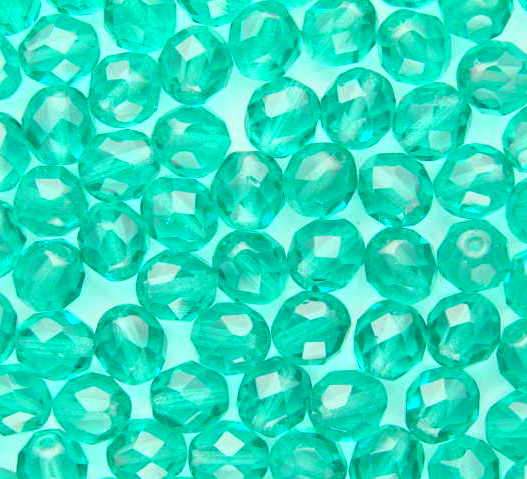 10 Czech Glass Fire Polish 8mm: Light Teal
