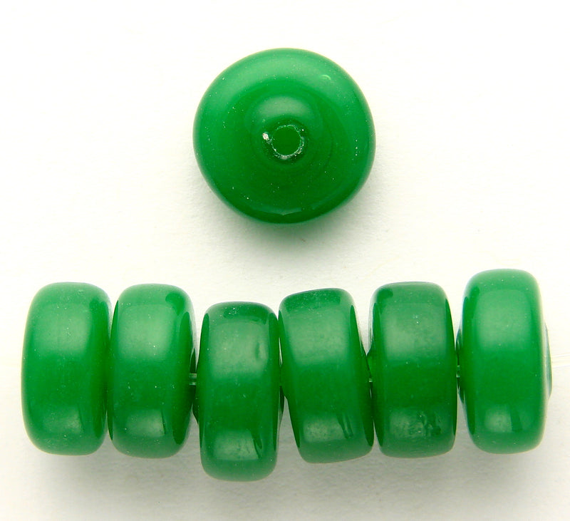 20 x Washer Glass Beads 12mm ~ Shamrock Green