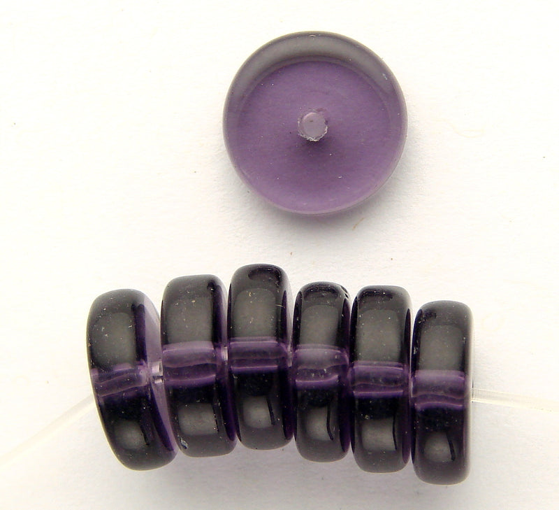 20 x Washer Glass Beads 12mm ~ Transparent Tanzanite