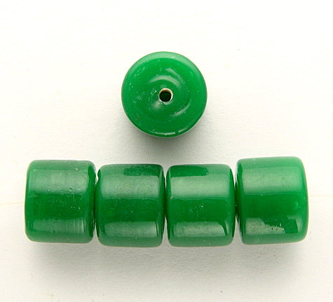 10 x Drum Glass Beads 12mm ~ Shamrock Green