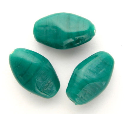 10 x Twisted Oval Glass Beads ~ 20mm ~ Opaque Teal