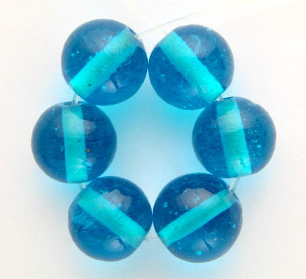 20 x Round Glass Beads ~ 12mm ~ Transparent Turquoise