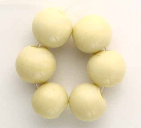20 x Round Glass Beads ~ 12mm ~ Dark Cream