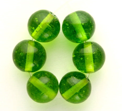 20 x Round Glass Beads ~ 12mm ~ Transparent Peridot