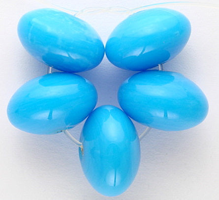 10 x Donut Glass Beads ~ 15x10mm ~ Opaque Turquoise