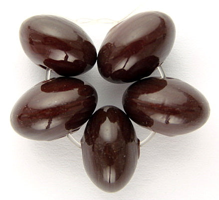 10 x Donut Glass Beads ~ 15x10mm ~ Garnet-Dark Reddish Brown