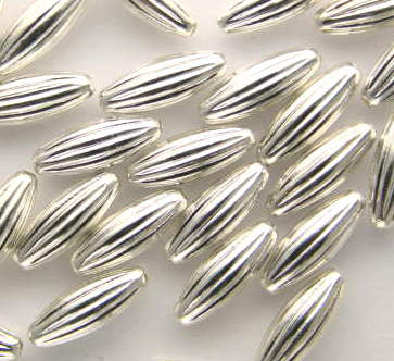 Silver Plate Fluted Oval Beads ~ Bag of 5 ~ 12mm  (Made in the UK)