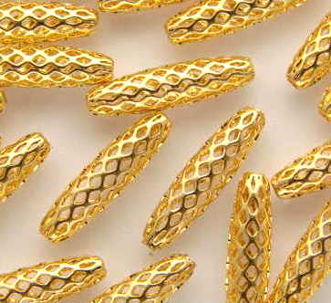 Gold Plate Filigree Oval Beads ~ Bag of 10 ~ 17mm  (Made in the UK)