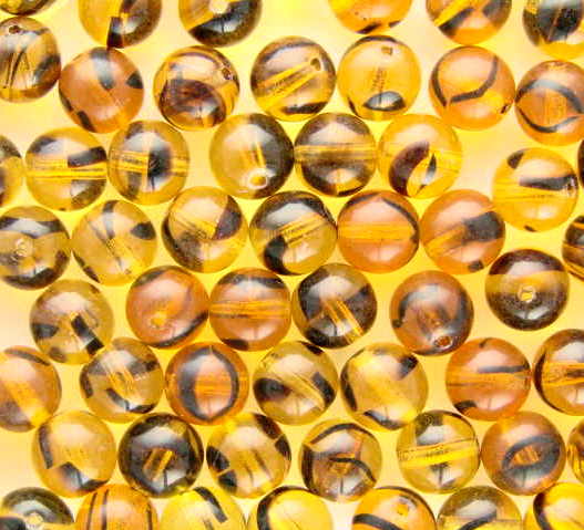Czech Glass Round Beads 8mm : Tortoise ~ Bag of 10